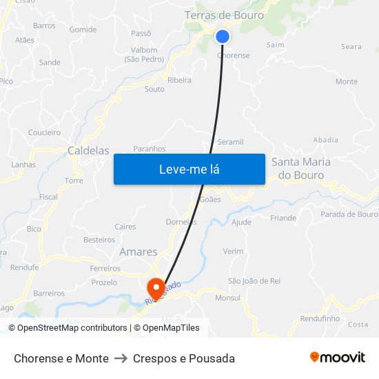 Chorense e Monte to Crespos e Pousada map