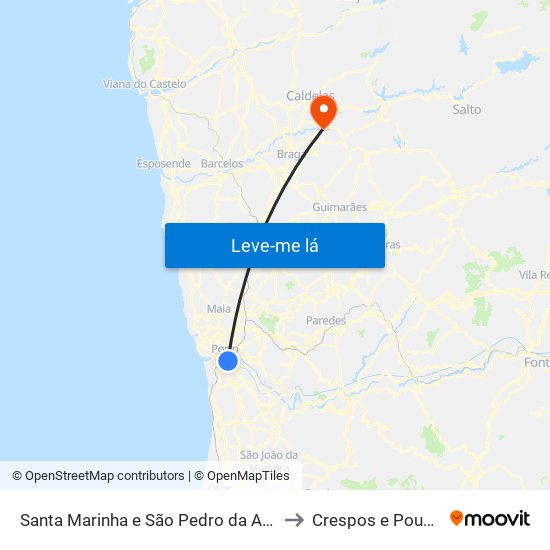 Santa Marinha e São Pedro da Afurada to Crespos e Pousada map