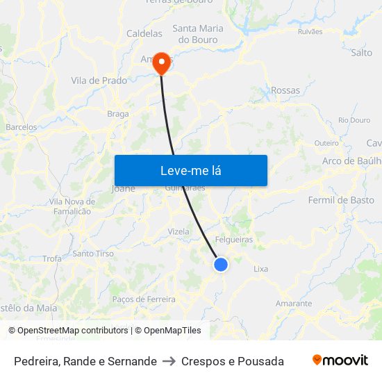 Pedreira, Rande e Sernande to Crespos e Pousada map