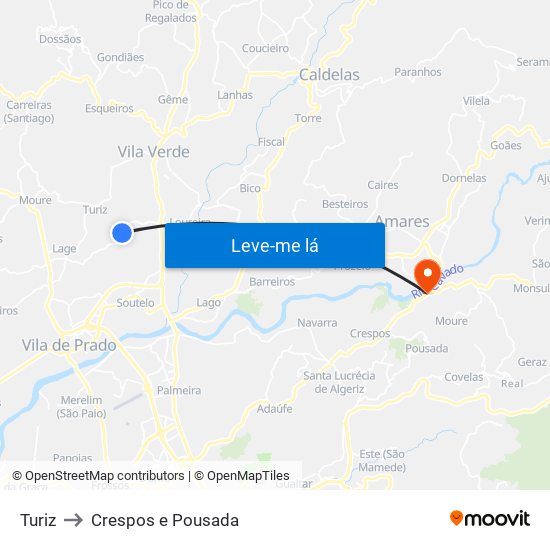 Turiz to Crespos e Pousada map