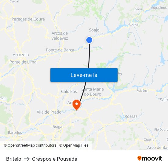 Britelo to Crespos e Pousada map