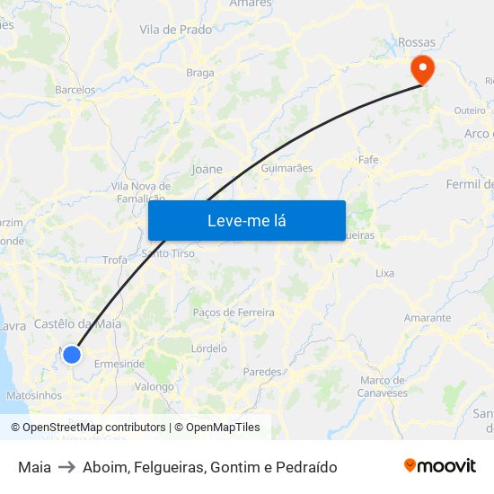 Maia to Aboim, Felgueiras, Gontim e Pedraído map