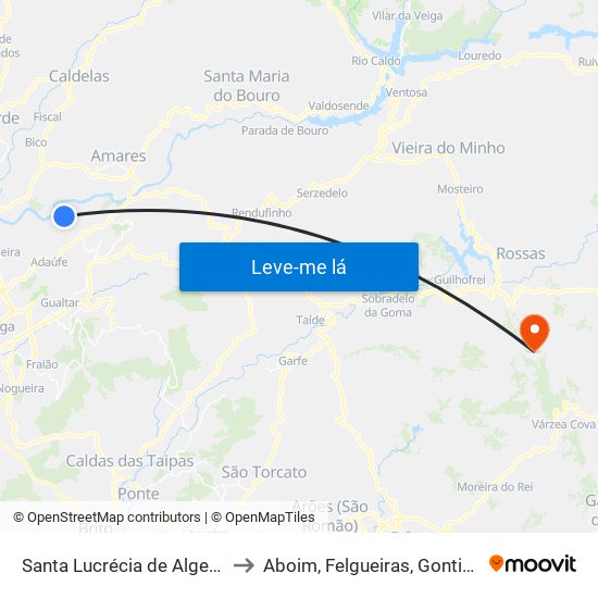 Santa Lucrécia de Algeriz e Navarra to Aboim, Felgueiras, Gontim e Pedraído map