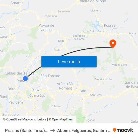 Prazins (Santo Tirso) e Corvite to Aboim, Felgueiras, Gontim e Pedraído map