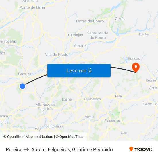 Pereira to Aboim, Felgueiras, Gontim e Pedraído map