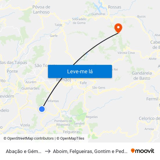 Abação e Gémeos to Aboim, Felgueiras, Gontim e Pedraído map