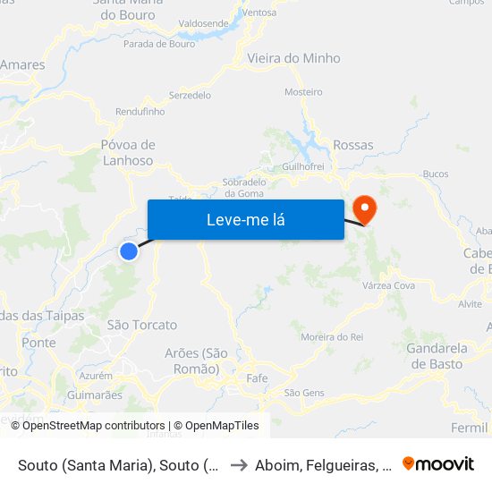 Souto (Santa Maria), Souto (São Salvador) e Gondomar to Aboim, Felgueiras, Gontim e Pedraído map
