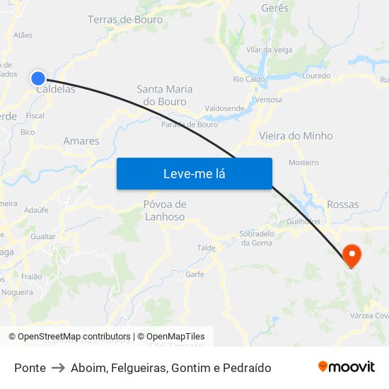Ponte to Aboim, Felgueiras, Gontim e Pedraído map