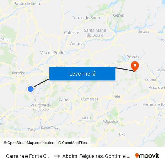 Carreira e Fonte Coberta to Aboim, Felgueiras, Gontim e Pedraído map