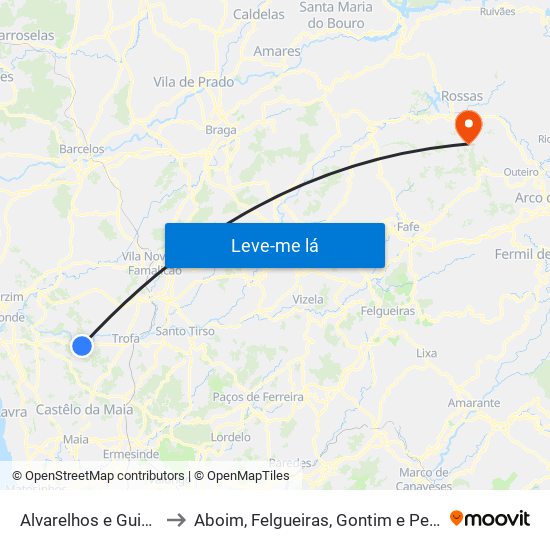 Alvarelhos e Guidões to Aboim, Felgueiras, Gontim e Pedraído map