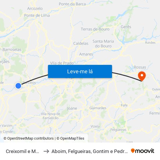 Creixomil e Mariz to Aboim, Felgueiras, Gontim e Pedraído map