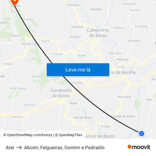 Atei to Aboim, Felgueiras, Gontim e Pedraído map