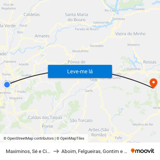 Maximinos, Sé e Cividade to Aboim, Felgueiras, Gontim e Pedraído map