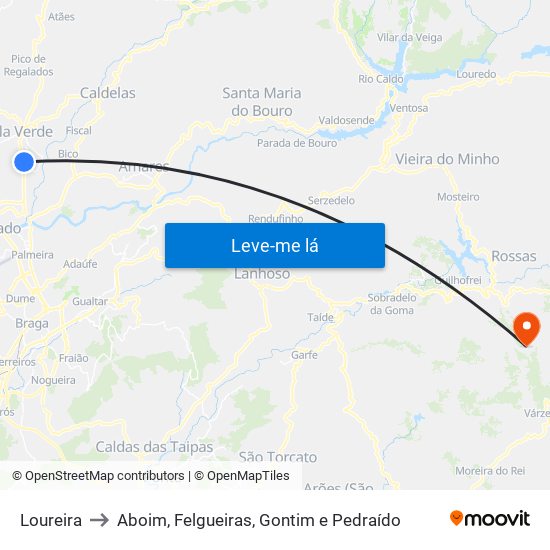 Loureira to Aboim, Felgueiras, Gontim e Pedraído map