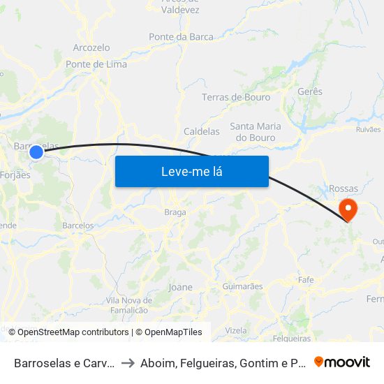 Barroselas e Carvoeiro to Aboim, Felgueiras, Gontim e Pedraído map