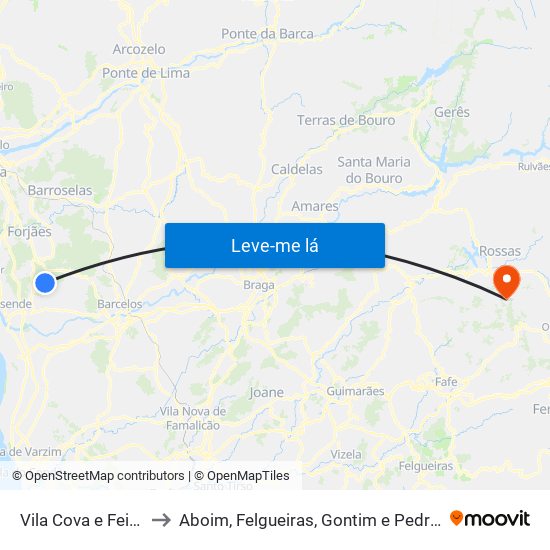 Vila Cova e Feitos to Aboim, Felgueiras, Gontim e Pedraído map