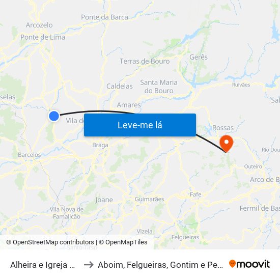 Alheira e Igreja Nova to Aboim, Felgueiras, Gontim e Pedraído map