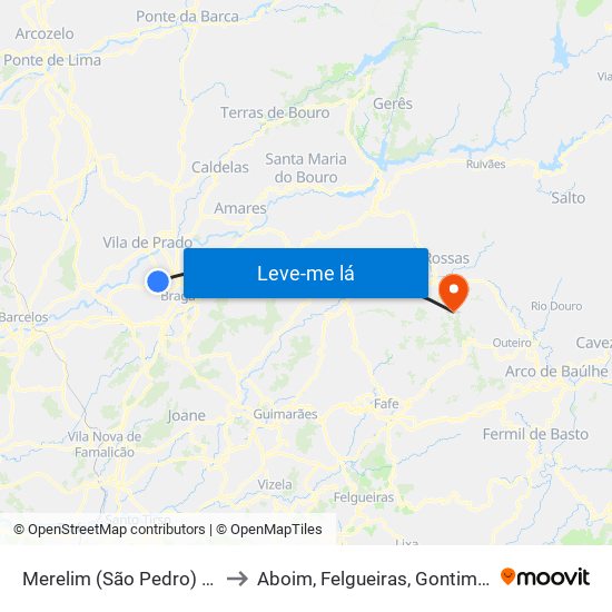 Merelim (São Pedro) e Frossos to Aboim, Felgueiras, Gontim e Pedraído map