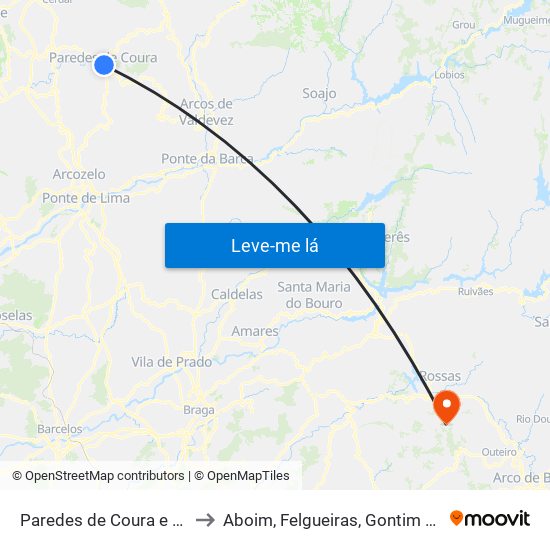 Paredes de Coura e Resende to Aboim, Felgueiras, Gontim e Pedraído map