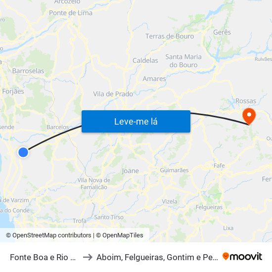 Fonte Boa e Rio Tinto to Aboim, Felgueiras, Gontim e Pedraído map