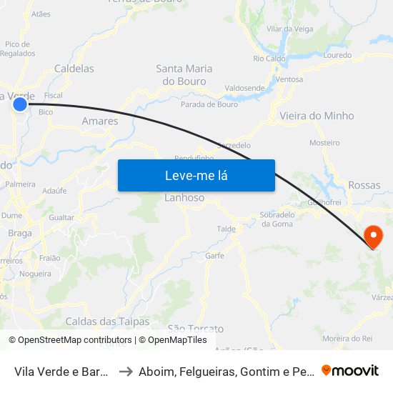 Vila Verde e Barbudo to Aboim, Felgueiras, Gontim e Pedraído map