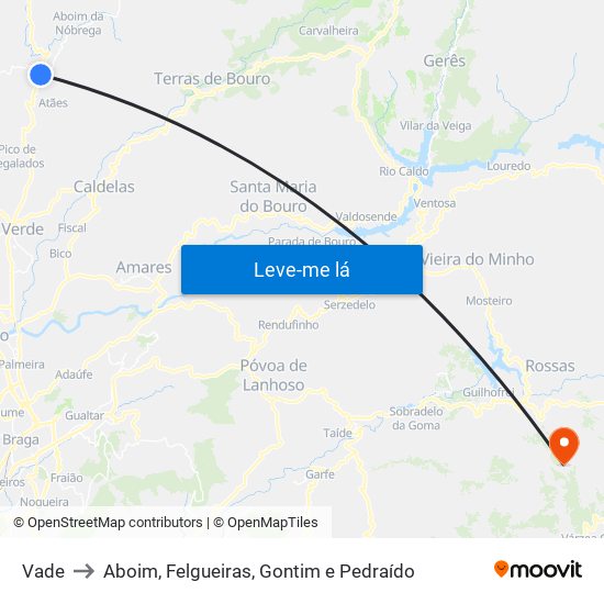 Vade to Aboim, Felgueiras, Gontim e Pedraído map