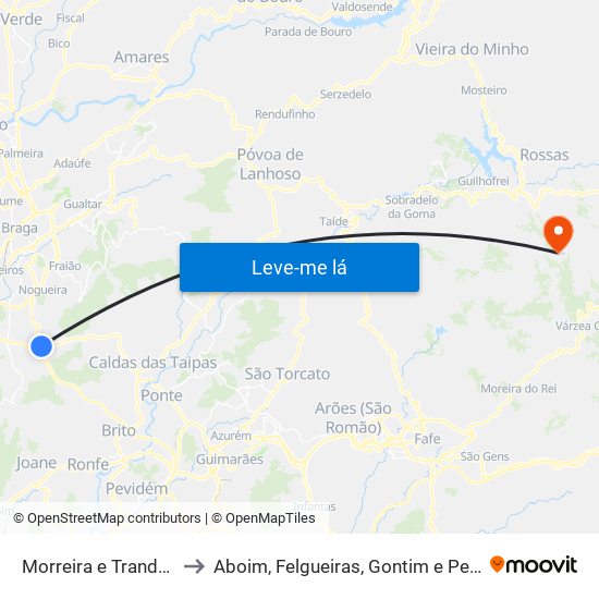 Morreira e Trandeiras to Aboim, Felgueiras, Gontim e Pedraído map