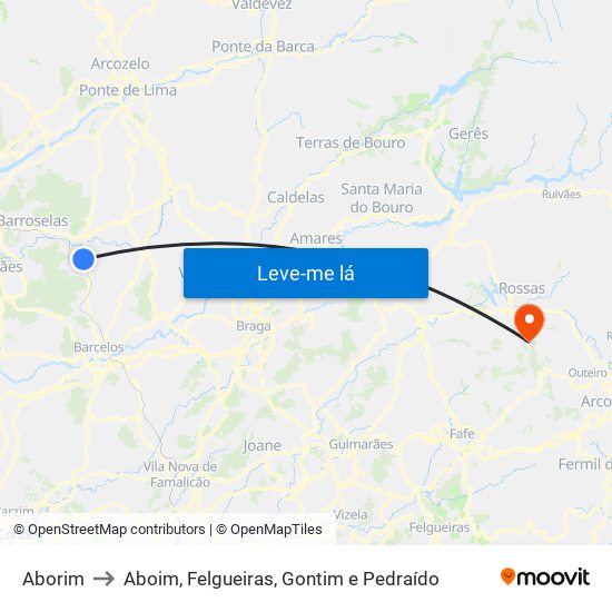 Aborim to Aboim, Felgueiras, Gontim e Pedraído map