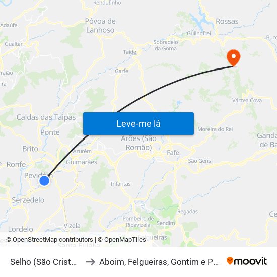 Selho (São Cristóvão) to Aboim, Felgueiras, Gontim e Pedraído map