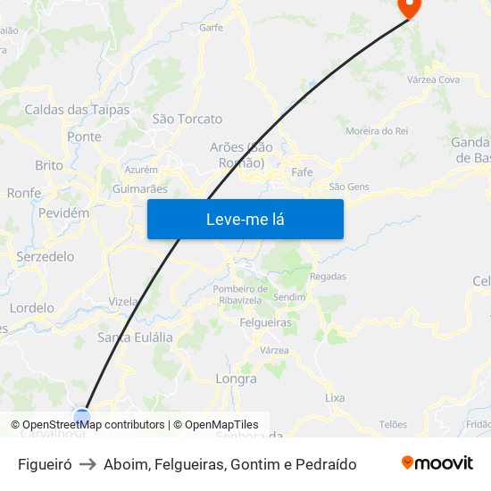 Figueiró to Aboim, Felgueiras, Gontim e Pedraído map