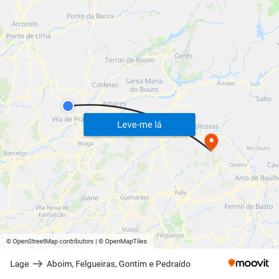 Lage to Aboim, Felgueiras, Gontim e Pedraído map