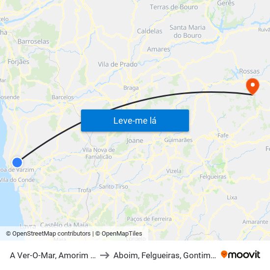 A Ver-O-Mar, Amorim e Terroso to Aboim, Felgueiras, Gontim e Pedraído map