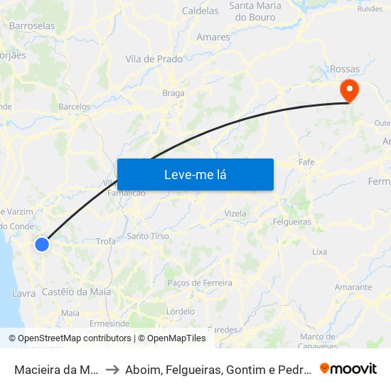 Macieira da Maia to Aboim, Felgueiras, Gontim e Pedraído map