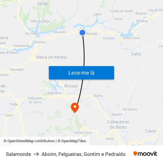 Salamonde to Aboim, Felgueiras, Gontim e Pedraído map