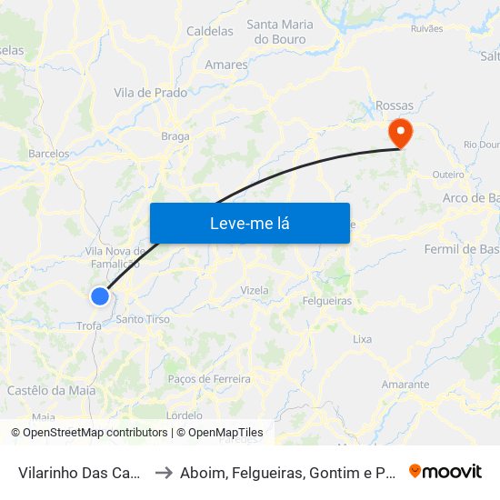 Vilarinho Das Cambas to Aboim, Felgueiras, Gontim e Pedraído map