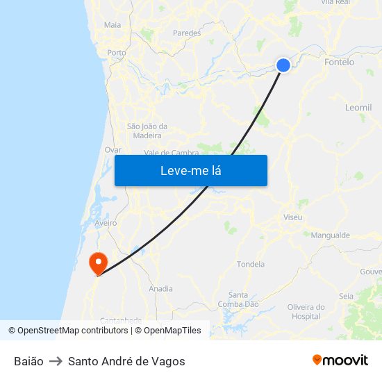 Baião to Santo André de Vagos map