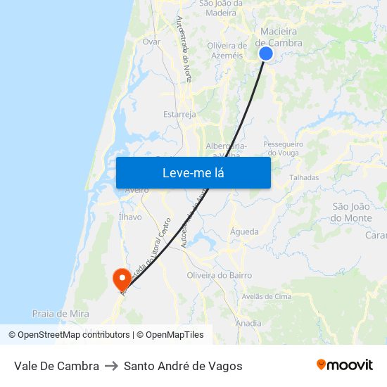 Vale De Cambra to Santo André de Vagos map
