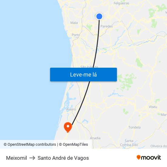 Meixomil to Santo André de Vagos map