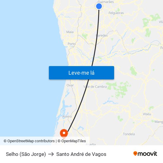 Selho (São Jorge) to Santo André de Vagos map