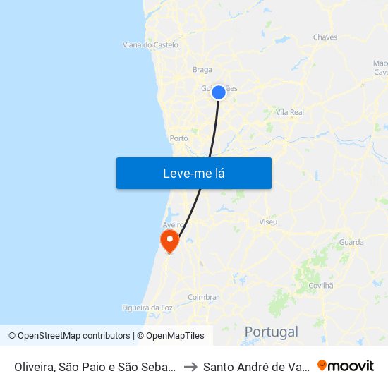 Oliveira, São Paio e São Sebastião to Santo André de Vagos map