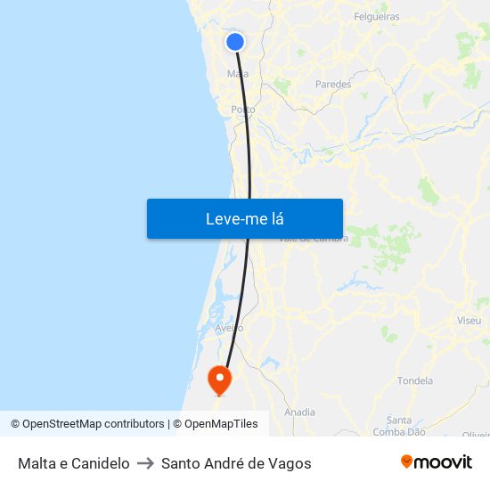 Malta e Canidelo to Santo André de Vagos map