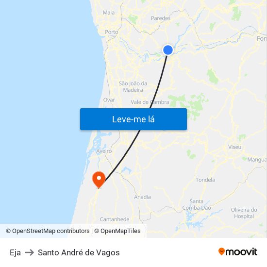 Eja to Santo André de Vagos map