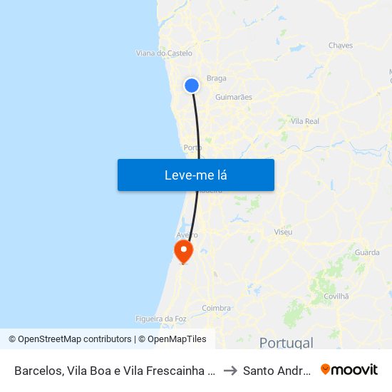 Barcelos, Vila Boa e Vila Frescainha (São Martinho e São Pedro) to Santo André de Vagos map