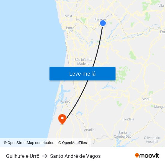 Guilhufe e Urrô to Santo André de Vagos map