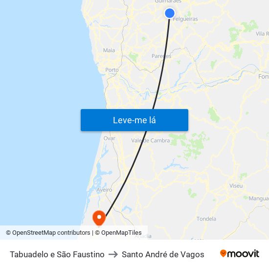 Tabuadelo e São Faustino to Santo André de Vagos map