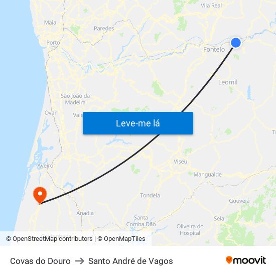 Covas do Douro to Santo André de Vagos map