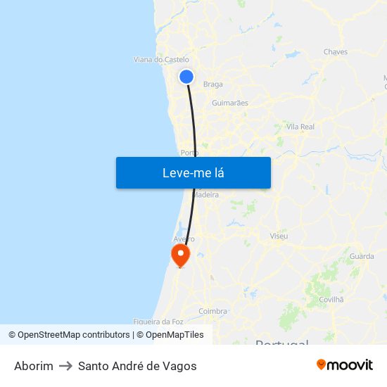 Aborim to Santo André de Vagos map