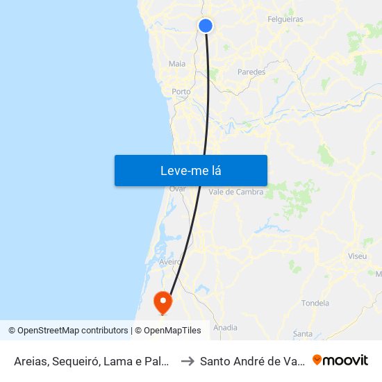 Areias, Sequeiró, Lama e Palmeira to Santo André de Vagos map