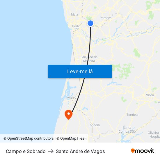 Campo e Sobrado to Santo André de Vagos map