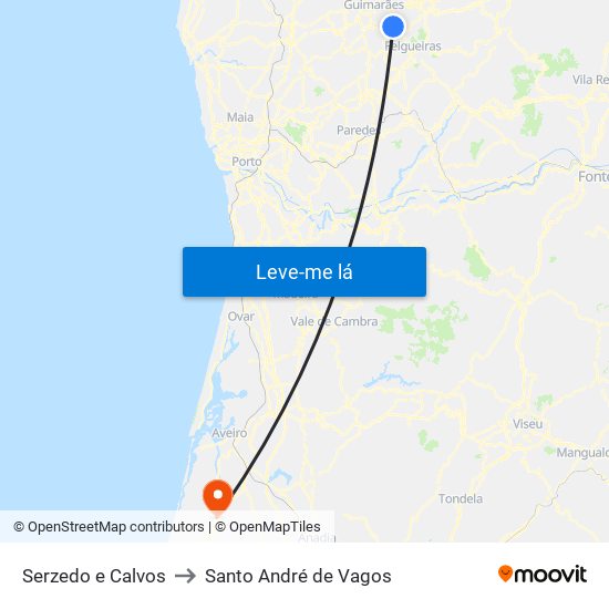 Serzedo e Calvos to Santo André de Vagos map